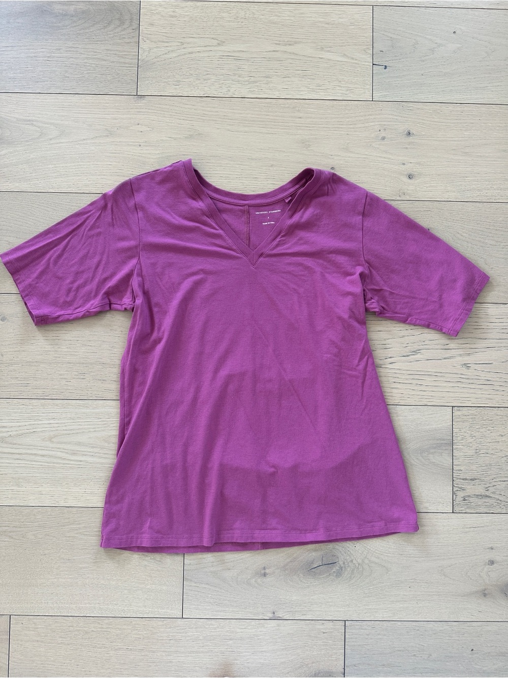 Universal Standard Raspberry V-Neck Short Sleeve Tee